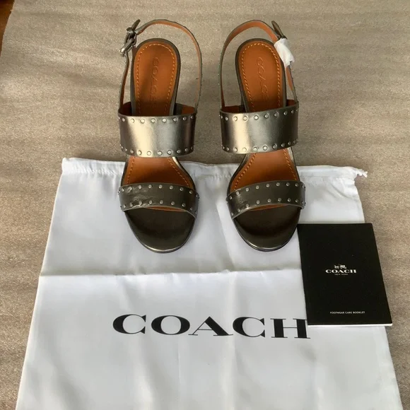 Coach Metallic Studded Block Heels
